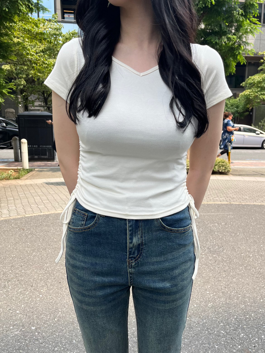 VネックシャーリングTシャツ