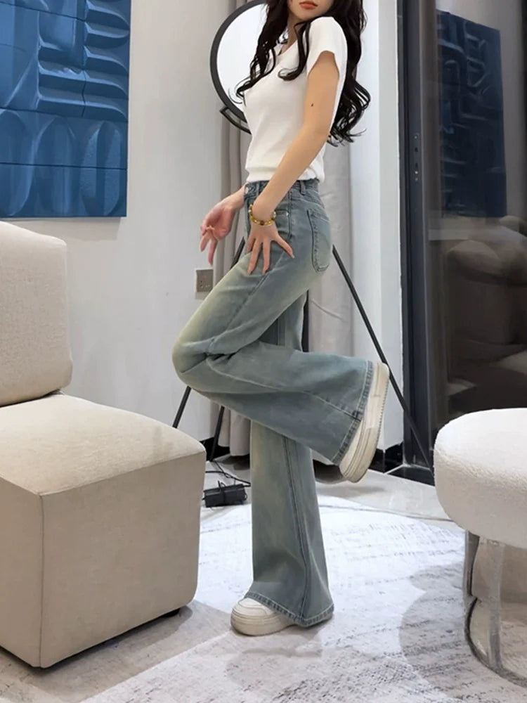 ハイウエストストレートスリムデニム