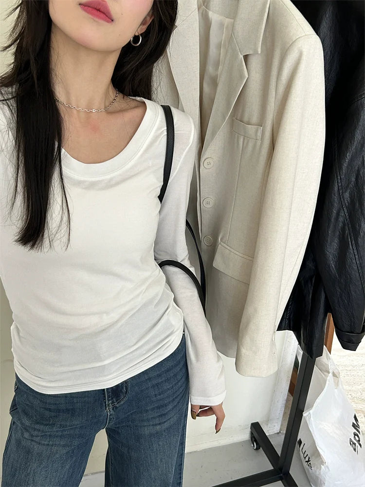 スリムワイドネックTシャツ