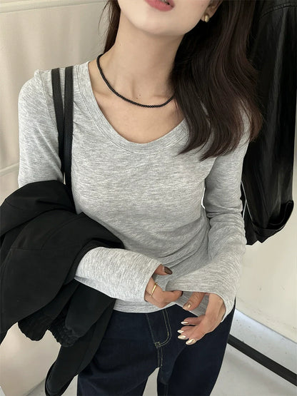 スリムワイドネックTシャツ