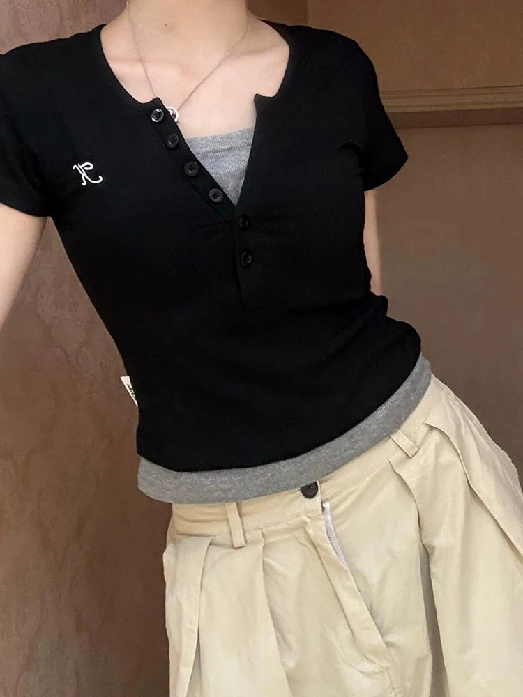 フェイクツーピースワンポイントTシャツ
