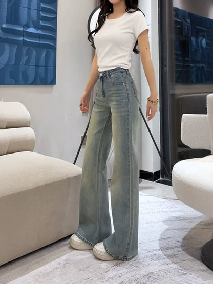 ハイウエストストレートスリムデニム